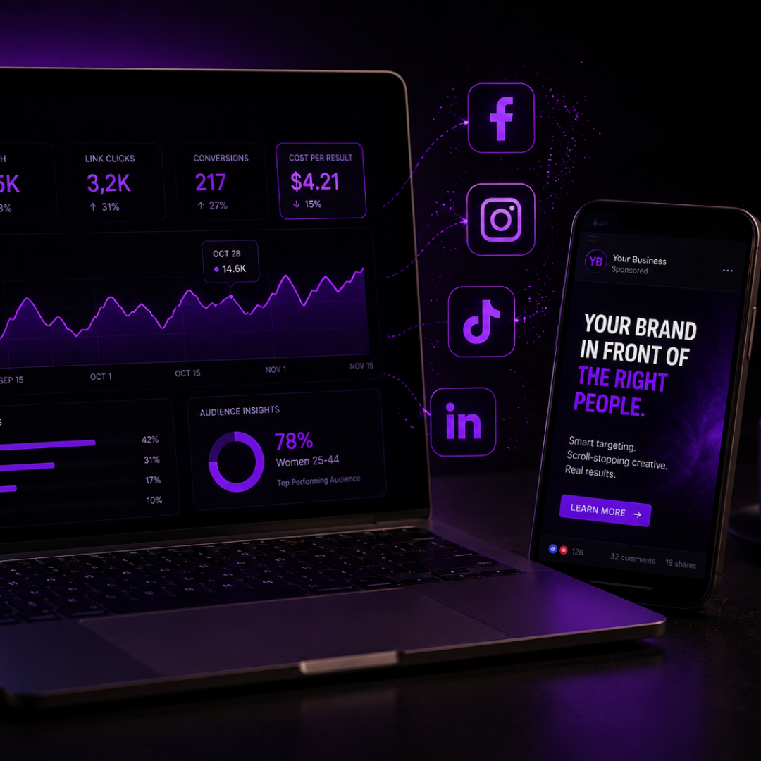 paid social dashboard on laptop
